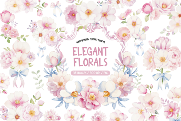 Download Watercolor Elegant Pink Flowers Clipart - Pink flower Collection