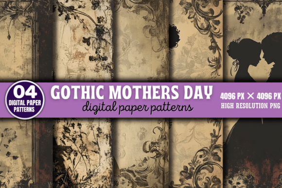 Download Gothic Mothers Day Digital Patterns 5 - Digital Collection