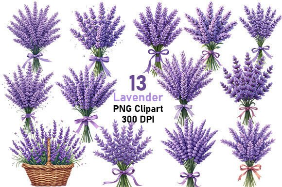 Download 13 Lavender Flowers Clipart PNG Bundle. - Premium Resources