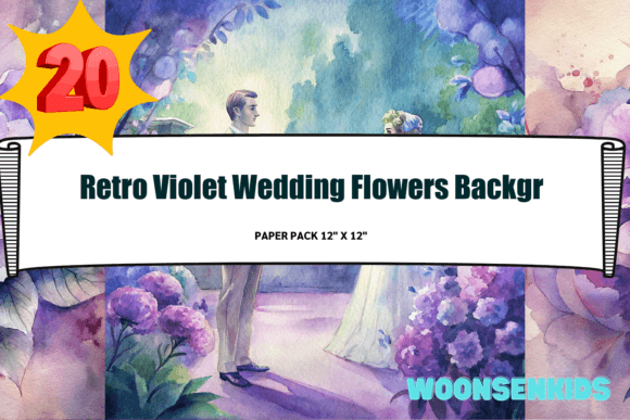 Download Top Retro Violet Wedding Flowers Background Watercolor Png Kdp Digital Paper - Digital Collection