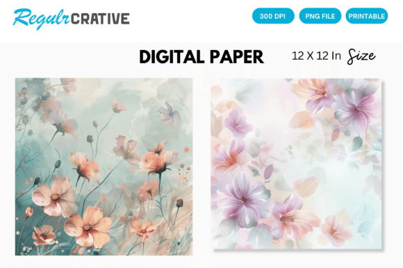 Download Soft Pastel Floral Digital Paper - Digital Collection