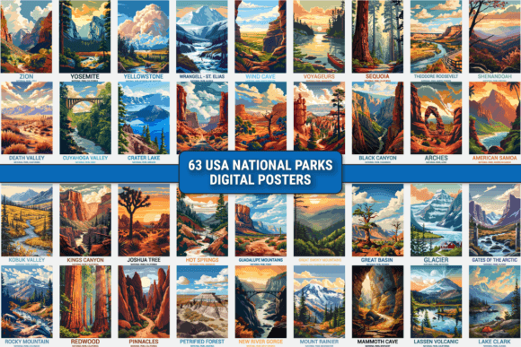 Download 63 USA National Parks Digital Posters - Digital Collection