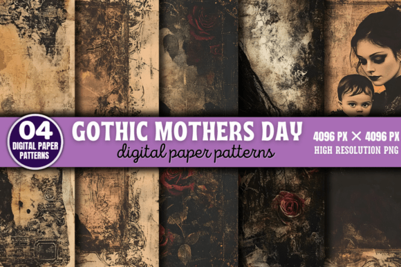 Download Gothic Mothers Day Digital Patterns 4 - Digital Collection