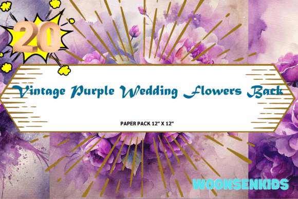 Download New Vintage Purple Wedding Flowers Background Watercolor Png Kdp Digital Paper - Digital Collection