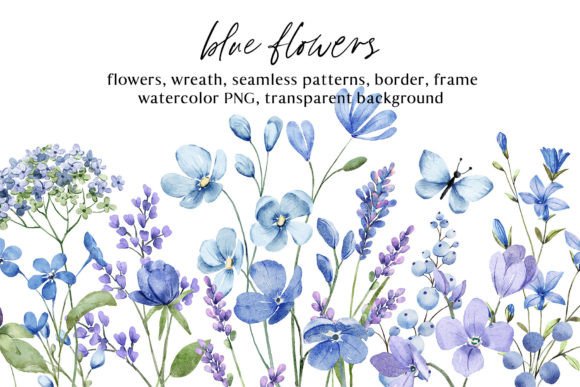 Download Blue Flowers Watercolor PNG Clipart. - Flowers watercolor Collection