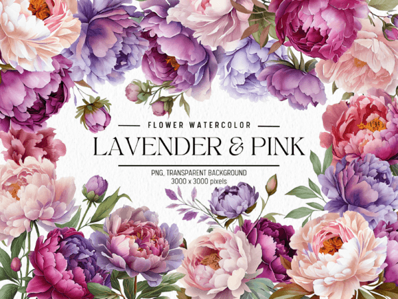 Download Lavender &amp; Pink Flowers Watercolor - Pink flower Collection