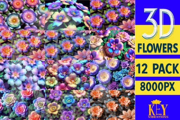 Download 3D Flowers Digital Paper - Digital Collection