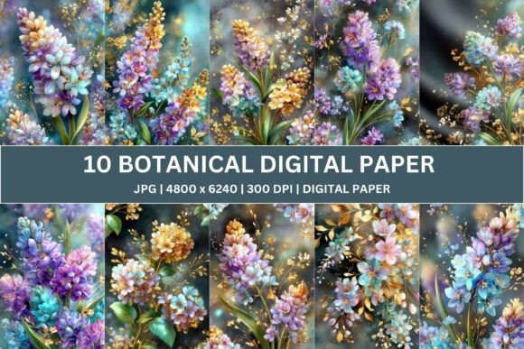 Download 10 Gilded Luminous Lilac Digital Paper - Digital Collection