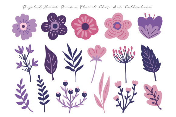 Download Pink and Violet Flowers Digital Clip Art - Digital Collection