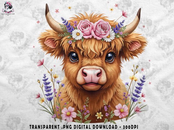 Download Boho Highland Cow and Pink Flowers - Pink flower Collection