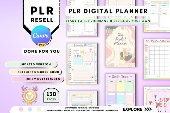 Download PLR Canva Undated Digital Planner - Digital Collection