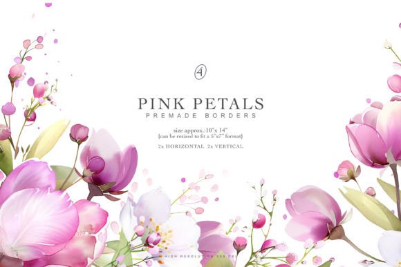 Download Watercolor Pink Flowers Premade Frames - Pink flower Collection