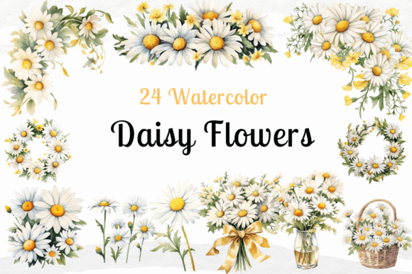 Download Daisy Flowers Watercolor Clipart - Flowers watercolor Collection