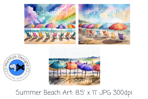 Download Summer Beach Watercolor Digital Prints 3 - Digital Collection