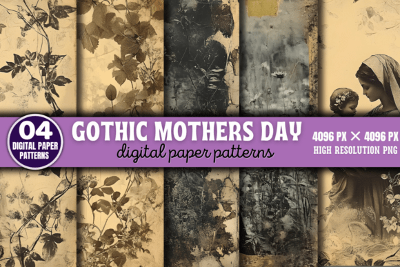 Download Gothic Mothers Day Digital Patterns 1 - Digital Collection