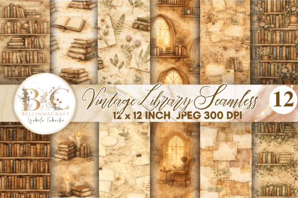 Download Vintage Library Seamless Digital Paper - Digital Collection