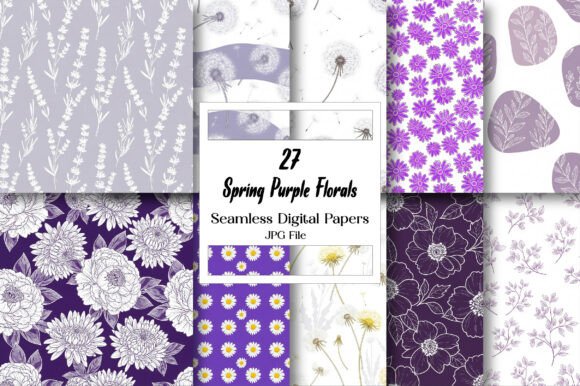 Download Spring Purple Florals Digital Paper - Digital Collection