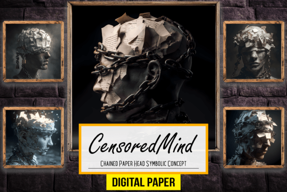 Download Chained Paper Head Symbolic Concept Arts - Premium Resources