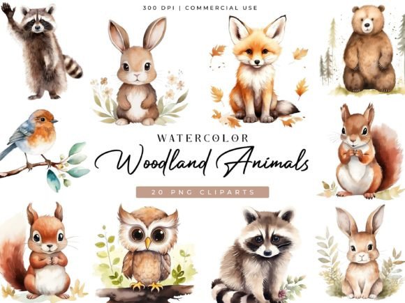 Download Woodland Animals Digital Clipart Bundle - Digital Collection