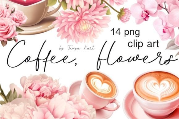 Download Rose and Coffee Cup Clipart |Pink Flower - Pink flower Collection