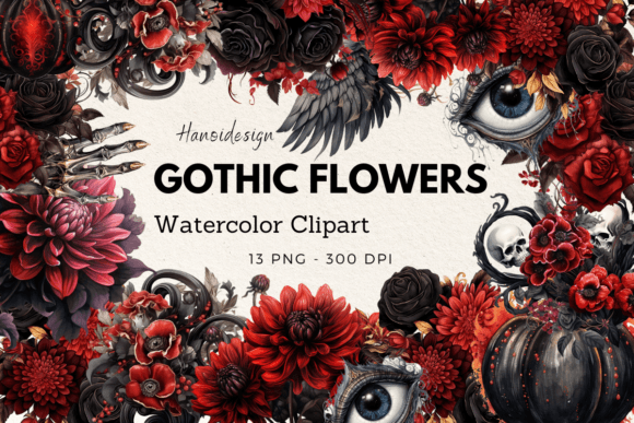 Download Gothic Flowers Watercolor Cliparts - Flowers watercolor Collection