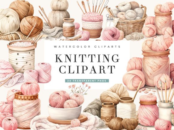 Download Watercolor Knitting Digital Clipart - Digital Collection