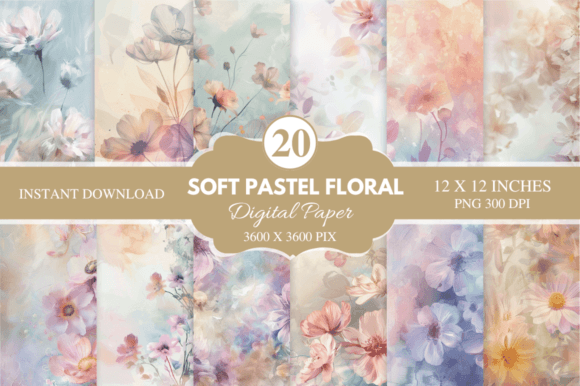 Download Soft Pastel Floral Digital Paper Bundle - Digital Collection