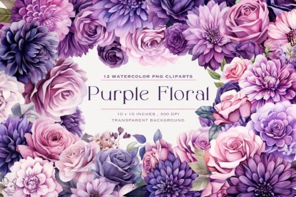 Download Purple Floral Flowers Watercolor Clipart - Flowers watercolor Collection